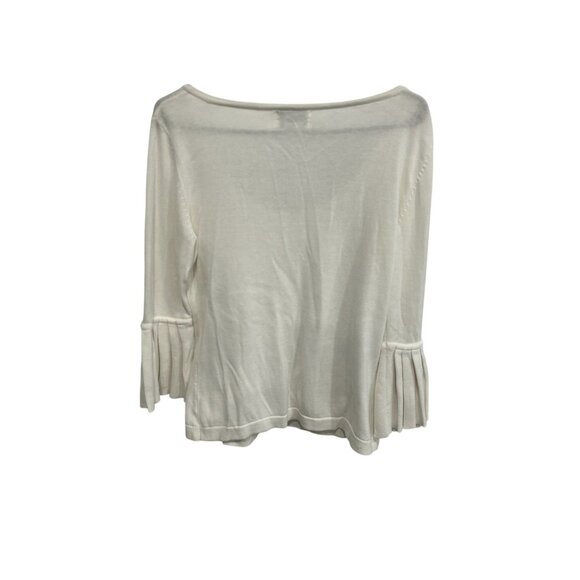 Chadwicks Button Front Pleated Cuffs Cardigan Sweater Off White Sz Medium Cozy - Picture 2 of 10